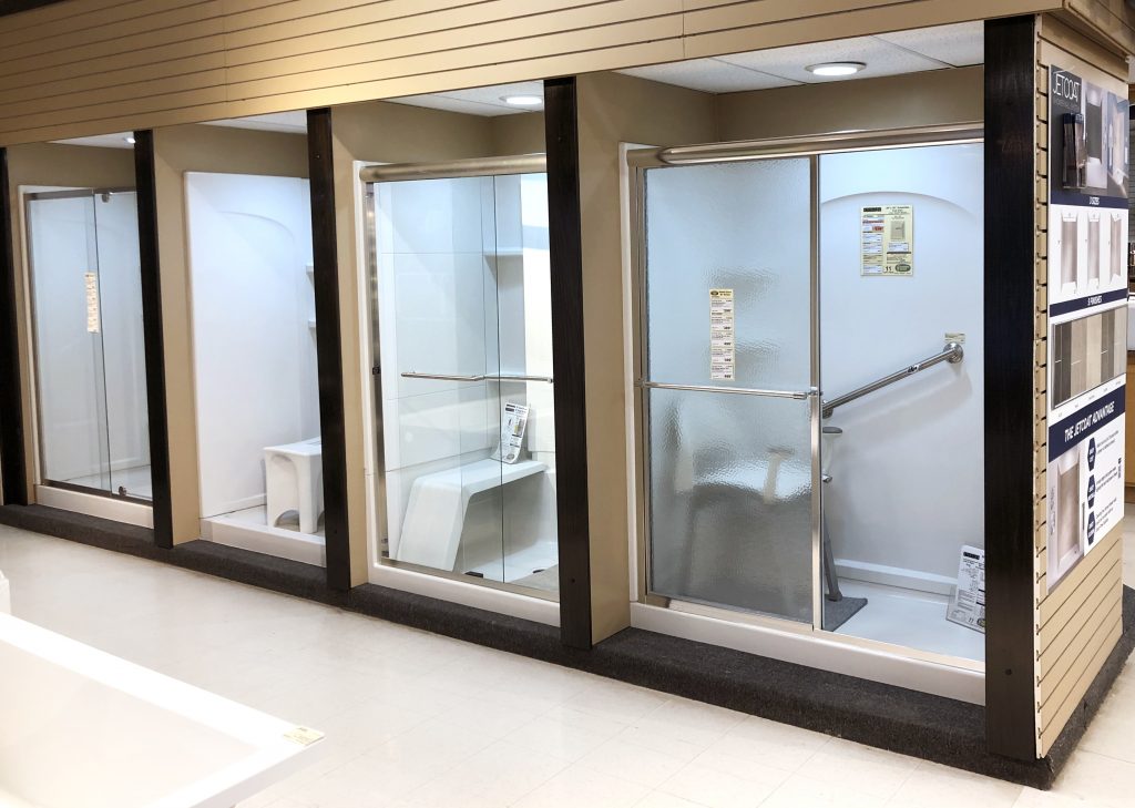 Sterling display with four shower styles