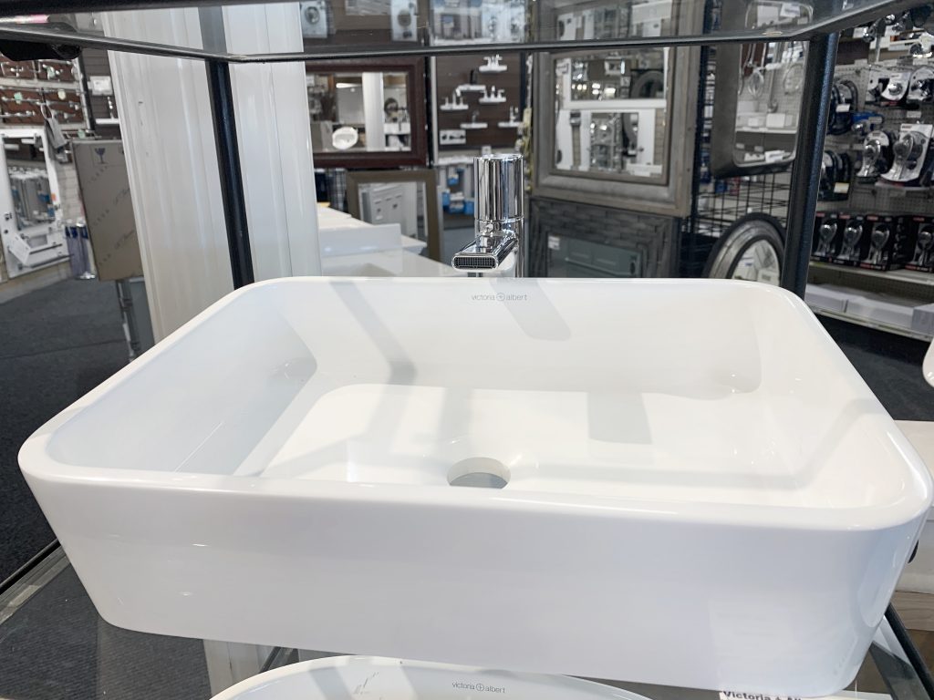 Rectangular white vessel sink