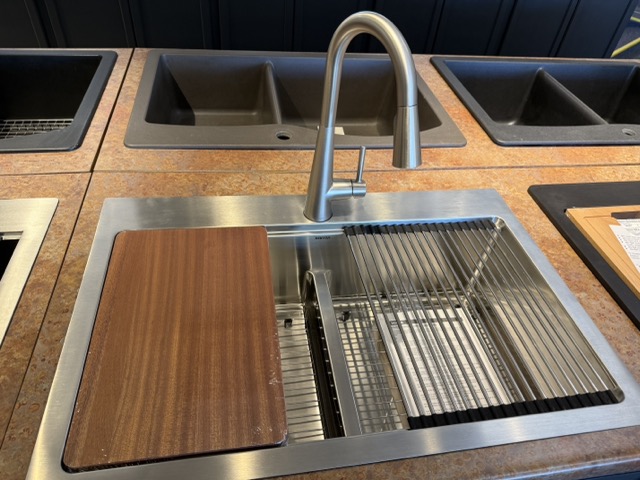 Karran kitchen sink with drying rack and cutting board